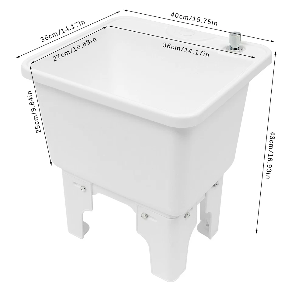 Mop Sink Service Basin Plastic Mop Sink Freestanding Sink 15.7" x 14" x 16.9" - Image 3 of 4