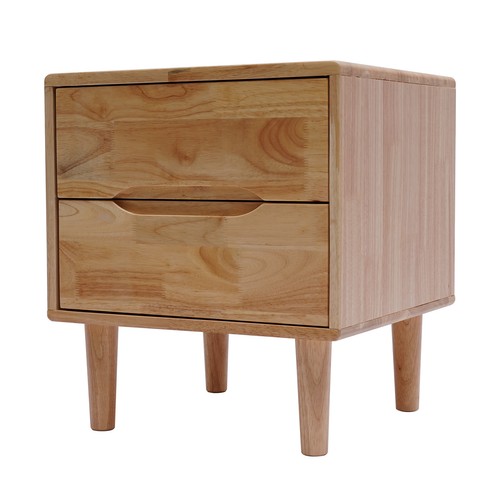 Wood Nightstand Side Table Furniture Rustic Bedroom End Table w/Two Drawers