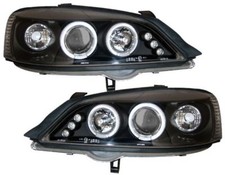 VAUXHALL ASTRA G MK4 98-03 BLACK LED ANGEL EYE PROJECTOR FRONT HEADLIGHTS