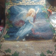 Christmas Angel Wreaths Tapestry Table Runner Lena Liu tassels 72" x 13" USA