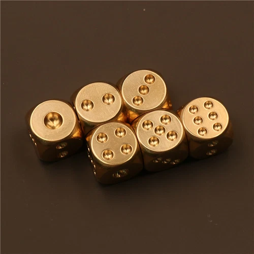6 Stück Massive Messing Würfel Spielzeug 13 mm Sechsseitig Quadrat Metall Würfel Brettspiel Mathe Neu - Bild 1 von 6