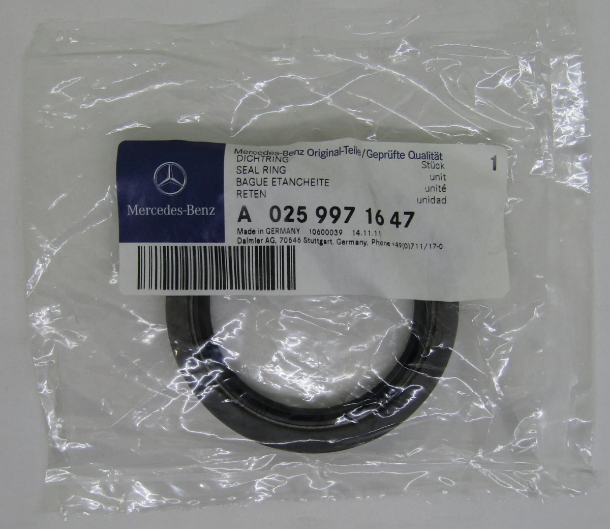 NEW GENUINE MERCEDES BENZ OEM SEAL RING PART NO. A 025 997 16 47 