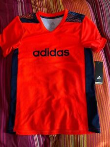 Details about NEW Adidas Kids Boys 10/12 M Red Orange Short Sleeve Jersey NWT
