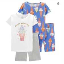 Carter's 4-Piece Pajama PJ Set Shirts  Pants ICE CREAM Chillin' Before Bed NEW 