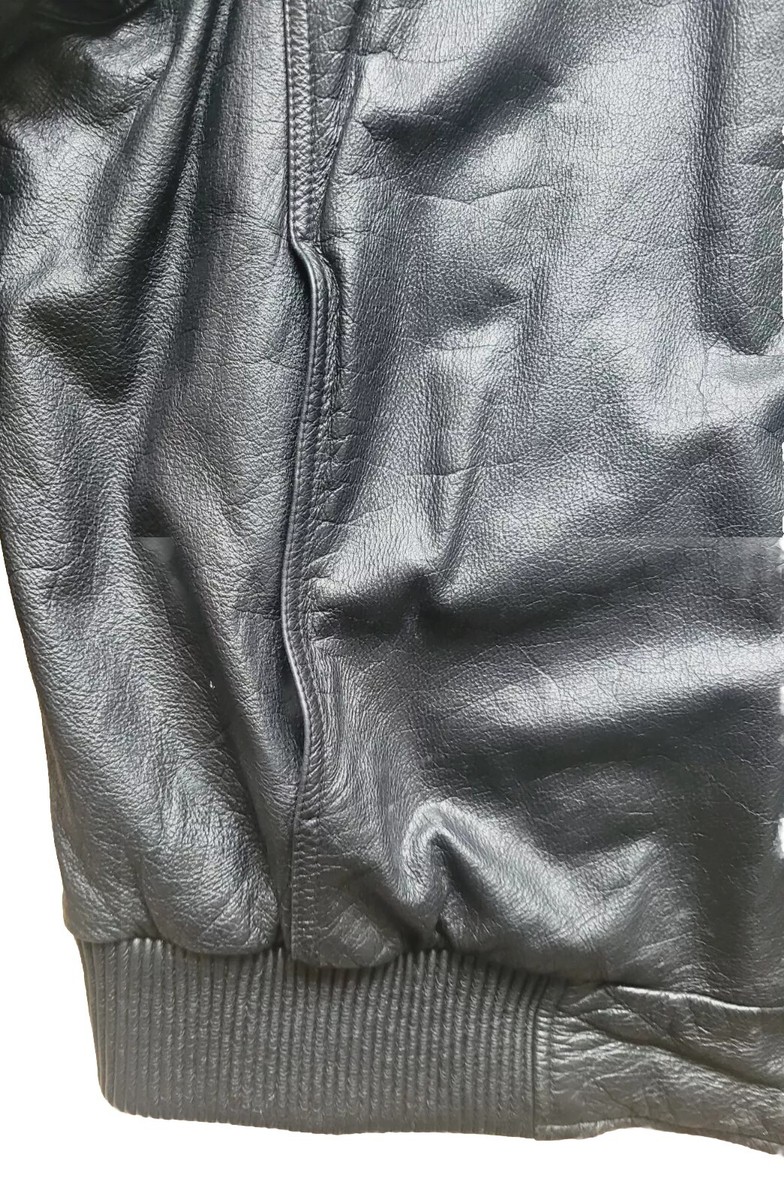Fubu Entertainment Genuine Leather Zip Bomber Jacket