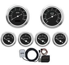 Motor Meter Racing Classic Black 6 Gauge Set 85mm Gps Speedometer Mph F Psi Motor Meter Racing Classic Black 6 Gauge Set 85mm Gps Speedometer Mph F Psi