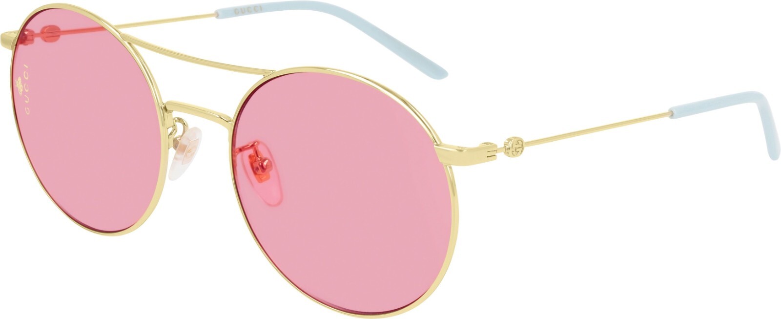 GUCCI GG0680SK 004 Gold/Gold Pink Round Sunglasses