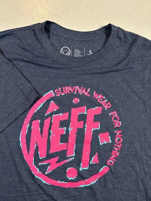 Neff Survival Wear For Nothing Blue Graphic SS T Shirt Size LARGE NWOT L