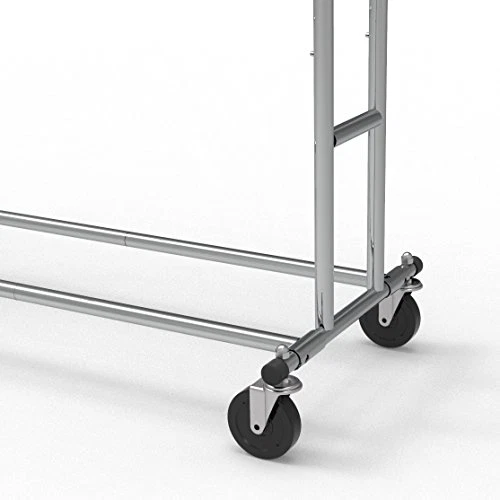 Perchero para ropa de doble riel de alta resistencia simple para artículos para el hogar, cromado Foto 3 de 4