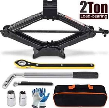 2Ton Scissor Jack Kit Car Heavy Duty Garage Tire Wheel Lug Wrench Tire Changing
