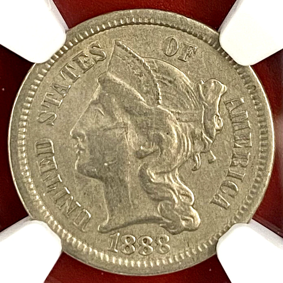 NGC AU-50! 1888 THREE CENT NICKEL - Image 2 of 3