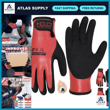 Waterproof Insulated Winter Work Gloves - 2 Pairs Cold Weather Grip Gloves for M