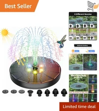 Solar Powered Fountain Glass Panel 4W LED Bird Bath Garden Pond Decor