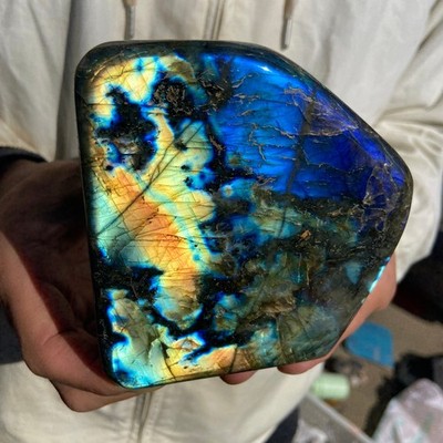 3.2lb Natural labradorite polished free-form mineral specimen healing
