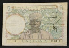 1942 French West Africa 5 Francs D8417114