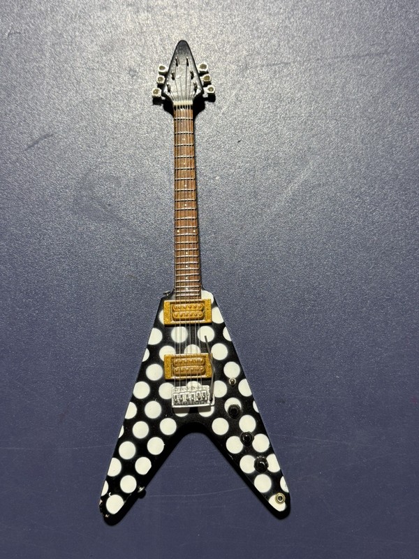 Mini POLKA DOT HARPOON Guitar For RANDY RHOADS Memorabilia FREE STAND Gift OZZY