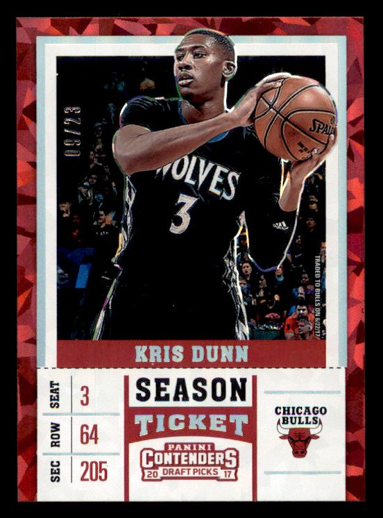 2017-18 Panini Contenders Draft Picks Kris Dunn Cracked Ice Parallel #'d 09/23
