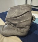 Vintage Zodiac Western Slouch Grey Leather Boots Men's Size 9 1/2D USA — photo 4