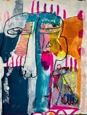 Abstraktes figuratives Gemälde Original Mischtechnik Portrait Expressionist