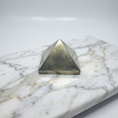 Handmade Pyrite Pyramid | Certified Crystal for Wealth Abundance & Protection