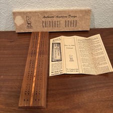 Vintage DRUEKE NO. 9 SOLID HARDWOOD CRIBBAGE BOARD with Pegs  Instructions