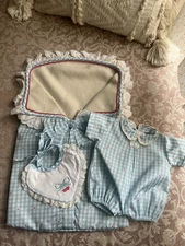 American Girl Pleasant Company Our New Baby Lot Boy Outfit Bib & Blanket Rare!