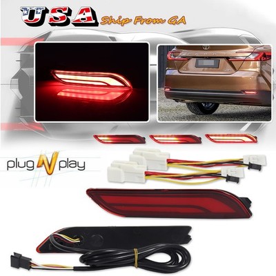 PLUG & PLAY Red LED Rear Bumper Reflector Tail Lights For 2018-2025 Toyota Camry