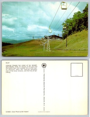 Gatlinburg TN Ski Resort Lodge Chair Lift Great Smoky Mountains Postcard