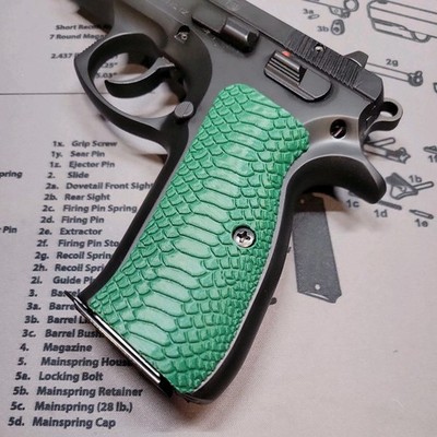 CZ-75 B Grips Snake Skin Texture Pine Green Color