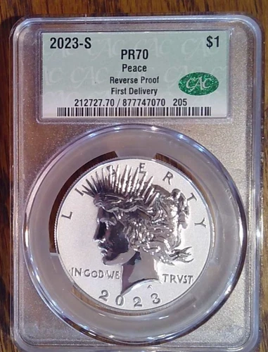 2023-S Peace Silver Dollar $1 US Mint Reverse Proof .999 CAC PR70 (070)