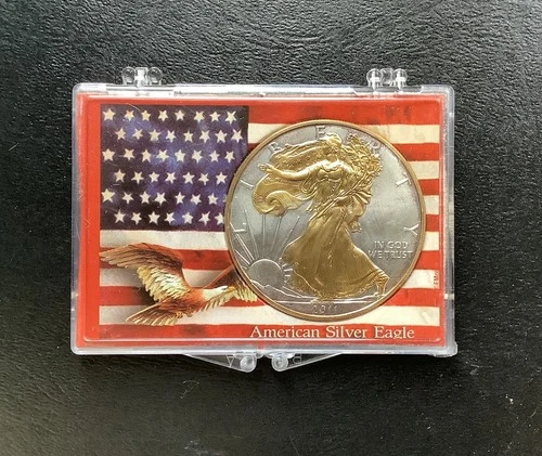 2011 BU American Eagle Silver Dollar Coin with 24K Gold Gilded Walking Liberty