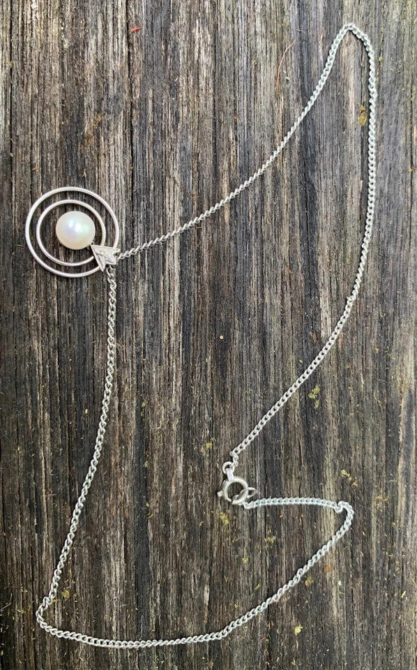 Vintage Mikimoto Solid Sterling Silver Natural Mikimoto Cultured Pearl Necklace - image 3 of 4