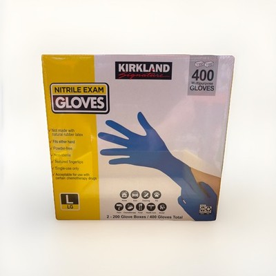 Kirkland Signature Nitrile Exam Multipurpose Gloves, Large - 400,( Count 2-200)