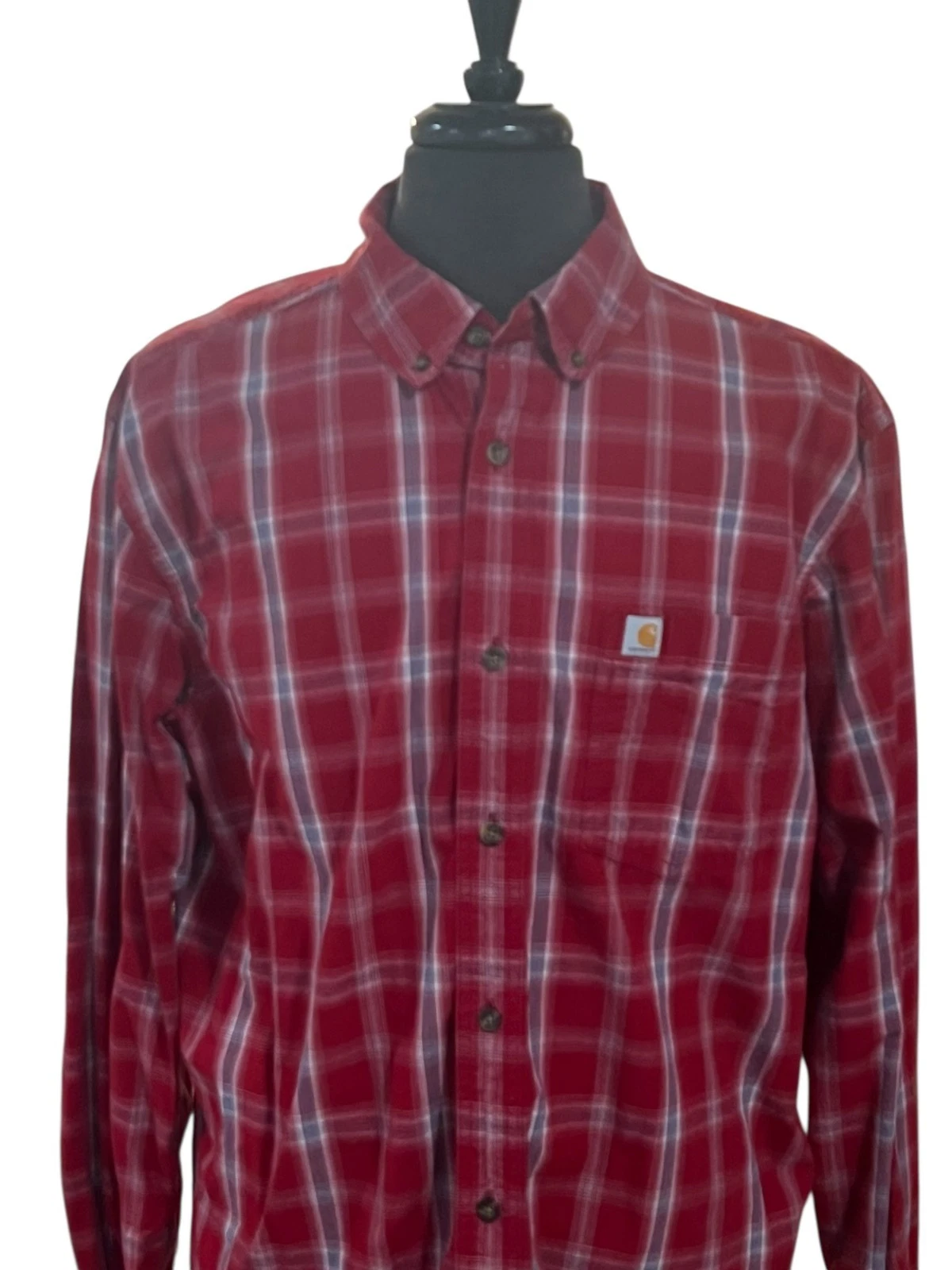 Carhartt Relaxed Fit Mens XL Red Plaid Long Sleeve Button Up Shirt EUC