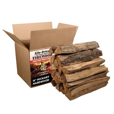 Firewood Central Kiln-Dried Hickory 16'' Split (38lb) Hearty Smoking, BBQ & Pizza