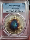1995 $1 American Silver 🦅Eagle PCGS QC  Uncirculated 🌈 Toned 🎯  ASE