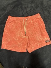 Vineyard Vines Men's Pink Marine Map Swim Trunks L Elastic Waist Mesh Lining