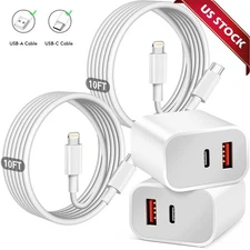 For iPhone 14 13 12 11 XR 8 20W Fast Charger Block USB Type C Wall Power Adapter