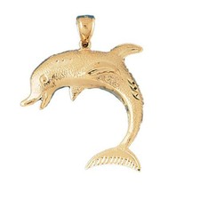 Dolphin Charm Pendant 14k Gold