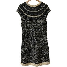 CHANEL Icon Button Tweed Knit Dress P61623 Size 34 Multicolor Women USED