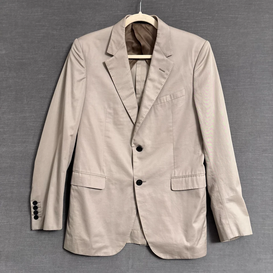 Abrigo Deportivo Lanvin 38R Calce Ajustado Beige Tostado Algodón Italia Blazer Chaqueta A Medida 40R Foto 2 de 4