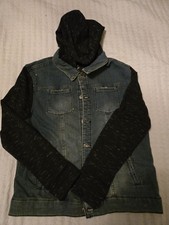 Youth Boys Art Class Hooded Denim Jacket Sweatshirt Hoodie Jacket Size Large