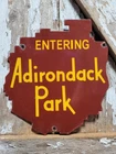 VINTAGE ADIRONDACK PARK PORCELAIN SIGN OLD STATE NATIONAL NEW YORK LODGE CABIN