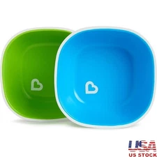 Toddler No-Slip Bowls 2 Pack Lightweight BPA-Free Deep Walls Modern Design New