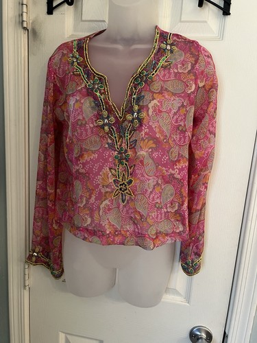 Raj Silk Beaded Top Small