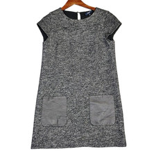 Madewell Mini Dress Women's Small Heather Gray Tweed Wool Blend Leather Pockets