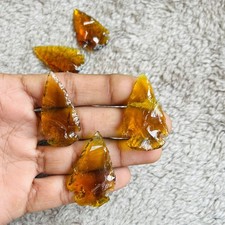 1.5 Inch Yellow Glass Arrowhead – Glass Gemstone Point for Jewelry Making