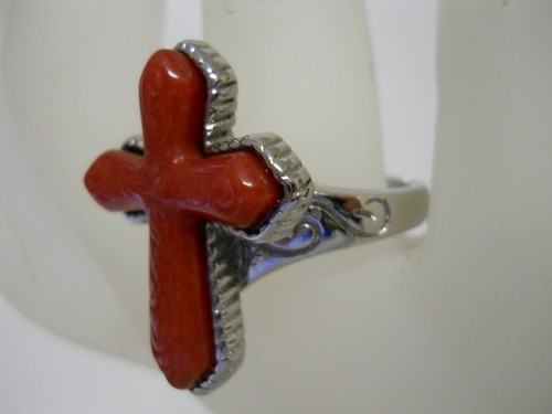 Anillo y collar de acero inoxidable TLC tallado ágata roja mejorada talla 6 #1093 - Imagen 7 de 8