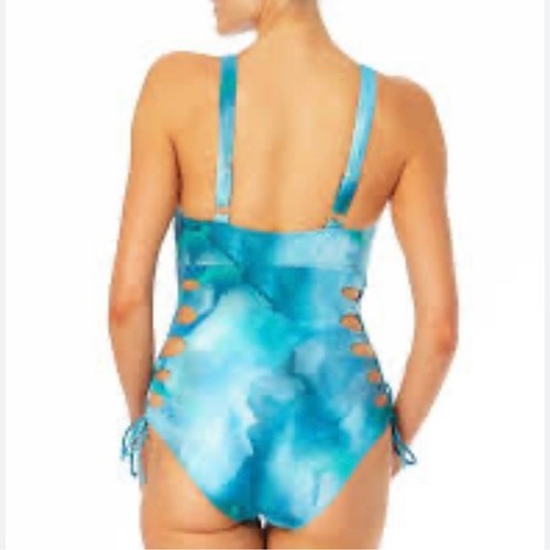 SANDFLOWER Swimsuit Canyon Cool One Piece Womens M Blue Greens Bralette - Picture 2 of 12