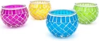 Mosaic Glass Candle Holder Jar Tealight Holders with 8 Hour Tea Light Candles